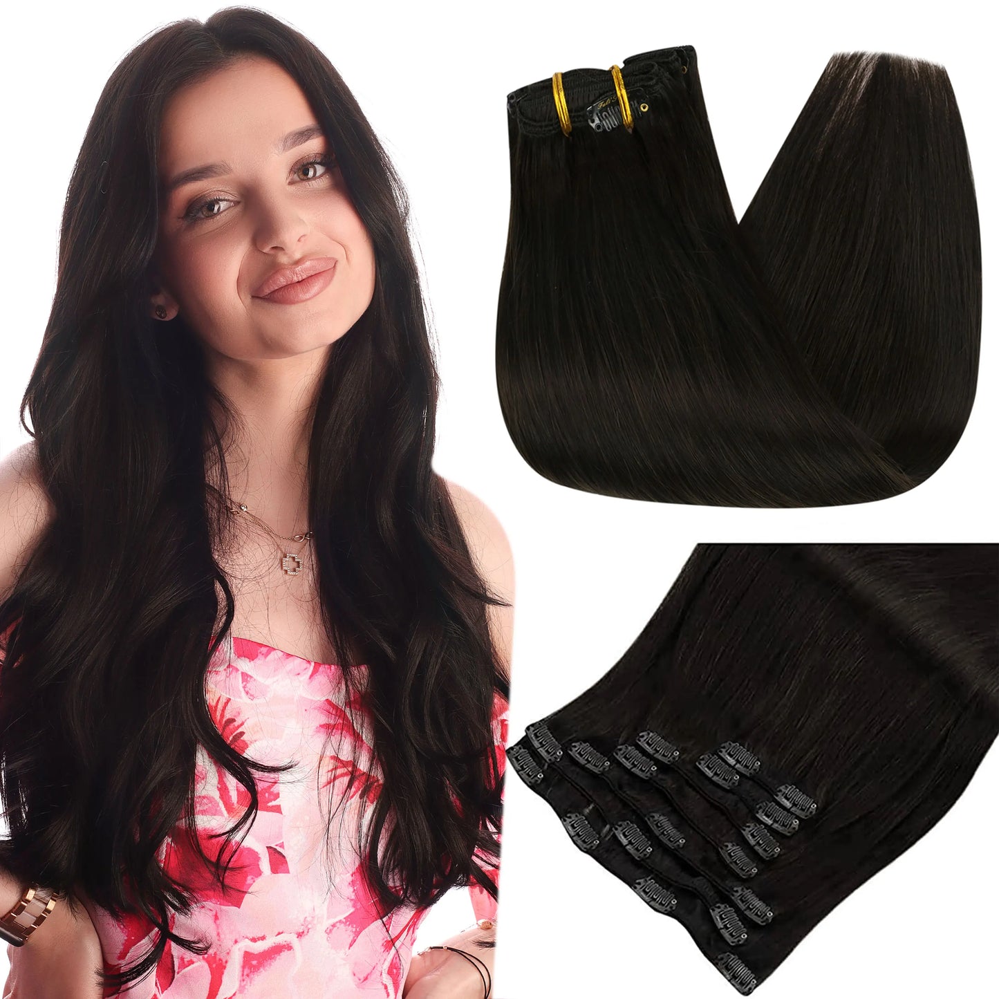 Luxe Lengths Clip In Hair Extensions 1B